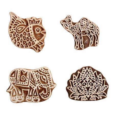 Set of 4 Piece New Mix Wooden Printing Block